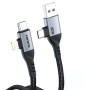 Кабель Foneng X92 4-in-1 (60W) USB/USB-C - USB-C/Lightning (M/M), 1 м, Black (X92-CA-FIO) — фото 7