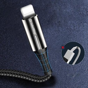 Кабель ColorWay USB - Lightning (M/M), 2.4 А, Zinc Alloy  Led, 1 м, Black (CW-CBUL035-BK)