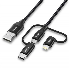 Кабель Choetech USB - Lightning  microUSB  USB Type-C (M/M), 1.2 м, Black (IP0030-BK)