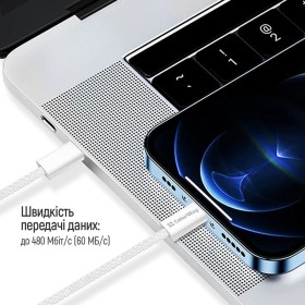 Кабель ColorWay Lightning  USB Type-C (M/M), 3.0 А, 1 м, Grey (CW-CBPDCL061-GR)