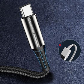 Кабель ColorWay USB - USB Type-C (M/M), Zinc Alloy  Led, 2.4 А, 1 м, Black (CW-CBUC035-BK)