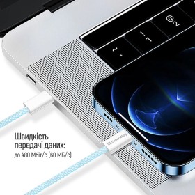 Кабель ColorWay USB Type-C  USB Type-C (M/M), 3.0 А, 1 м, Blue (CW-CBPDCC061-BL)