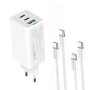 Мережевий зарядний пристрій ColorWay GaN Mini 65W PD Port PPS USB (USB-2C1A) White (CW-CHS058PDCL-WT)  кабель Type-CLightning, f