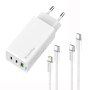 Мережевий зарядний пристрій ColorWay GaN Mini 65W PD Port PPS USB (USB-2C1A) White (CW-CHS058PDCL-WT)  кабель Type-CLightning, f