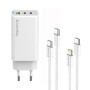Мережевий зарядний пристрій ColorWay GaN Mini 65W PD Port PPS USB (USB-2C1A) White (CW-CHS058PDCL-WT)  кабель Type-CLightning, f