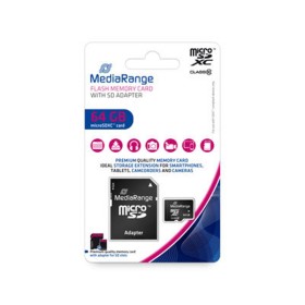 Карта памятi MicroSDHC  64GB Class 10 MediaRange R60/W15MB/s  SD-adapter (MR955)