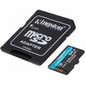 Карта памяти MicroSDXC  64GB UHS-I/U3 Class 10 Kingston Canvas Go Plus R170/W70MB/s  SD-адаптер (SDCG3/64GB)