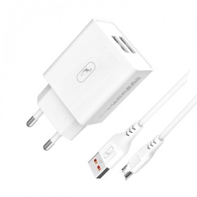 Зарядний пристрій SkyDolphin SC30V (2USB, 2.1A) White (SDMZP-000114)  кабель microUSB