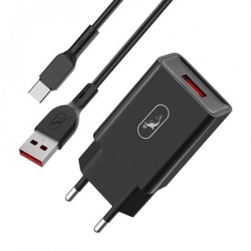 Зарядний пристрій SkyDolphin SC36T (1USB, 2.4A) Black (SDMZP-000175)  кабель USB Type-C